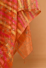 Peach Chanderi Gota Patti Sari