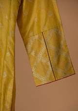 Banarasi Silk Mustard Kurta with Pants
