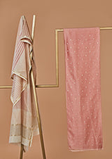 Pink-Peach Chanderi Unstitched Suit Set  Print & Embroidery from our collection "Lakeerein"