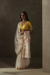 Offwhite Chanderi Jaamdani Sari