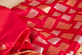 Red-Raani Chanderi Jaamdani Sari