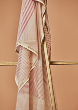 Pink-Peach Chanderi Unstitched Suit Set  Print & Embroidery from our collection "Lakeerein"