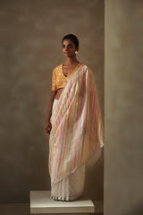 Offwhite Chanderi Jaamdani Sari
