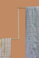 Grey Tassar Silk, Gota Patti Unstitched Suit set