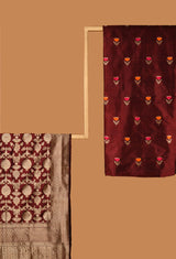 Wine Banarasi Silk Unstitched Suit set
