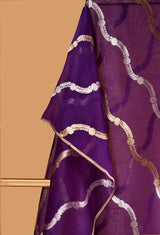 Organza Dupatta with Diagonal Zari Lines
