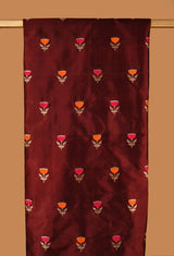 Wine Banarasi Silk Unstitched Suit set