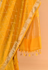 Golden Yellow Banarasi Silk Sari