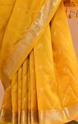 Golden Yellow Banarasi Silk Sari