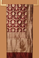 Wine Banarasi Silk Unstitched Suit set