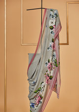 Grey Georgette Printed Sari