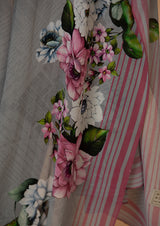 Grey Georgette Printed Sari