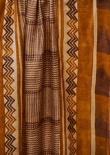 Mustard Tussar Sillk Unstitched Suit Set Printed