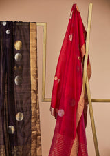 Rani Pink Chanderi Jaamdani Dupatta from our collection "Lines"