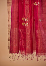 Rani Pink Chanderi Jaamdani Dupatta