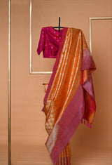 Orange Silk Kanjeevaram Sari