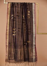 Purple Chanderi Jaamdani Dupatta