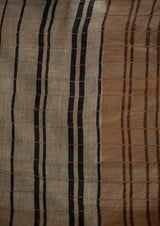 Grey Tassar Silk Printed Sari
