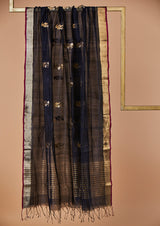 Navy Blue Chanderi Jaamdani Dupatta