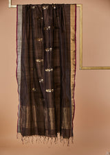 Brown Chanderi Jaamdani Dupatta