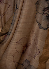 Natural Tassar Silk Printed Sari