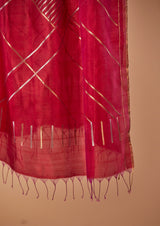 Rani Pink Chanderi Jaamdani Dupatta from our collection "Lines"