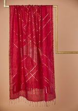 Rani Pink Chanderi Jaamdani Dupatta from our collection "Lines"