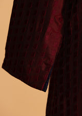 Silk Embroidered Wine Kurta with Pants