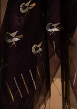 Chanderi Silk Wine Kurta with Jaamdani Dupatta & Pants