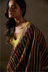 Brown Chanderi Jaamdani Sari