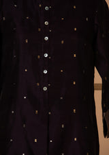 Chanderi Silk Wine Kurta with Jaamdani Dupatta & Pants