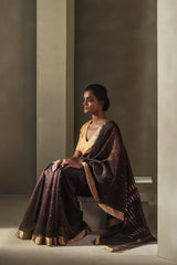 Brown Chanderi Jaamdani Sari