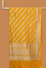 Yellow Banarasi Silk Unstitched Suit set