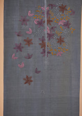 Grey Chanderi Unstitched Suit Set with Hand Embroidery