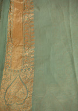 Aqua Blue Banarasi Khaddi Georgette Sari