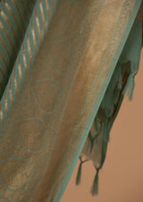 Aqua Blue Banarasi Khaddi Georgette Sari