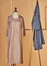 Silk Embroidered Teal Jacket with Lavender Kurta and Pants