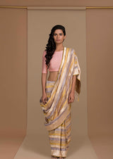 Yellow Banarasi Jacquard Sari