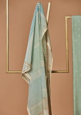 Pastel Green Chanderi Unstitched Suit Set  Print & Embroidery from our collection "Lakeerein"