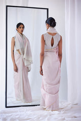 Pink - Lilac  Chanderi Cotton Sari Block Printed from our collection "Lakeerein"