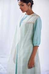 Blue-Sea Green Chanderi Suit Set, Print & Embroidery from our collection Lakeerein