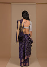 Royal Blue Real Zari Silk Upadda Sari