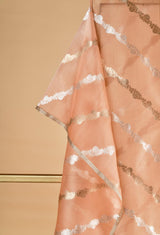 Organza Dupatta with Diagonal Zari Lines