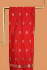 Red Banarasi Silk Unstitched Suit set