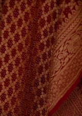 Maroon Banarasi Georgette Bandhani Sari