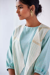 Blue-Sea Green Chanderi Suit Set, Print & Embroidery from our collection Lakeerein