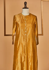 Chanderi Silk Mustard Kurta with Banarasi Dupatta & Pants