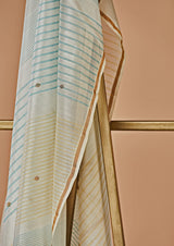 Yellow & Blue Chanderi Unstitched Suit Set Print & Embroidery from our collection "Lakeerein"