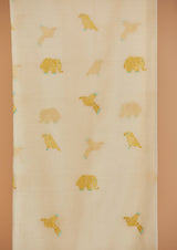 Yellow & Blue Chanderi Unstitched Suit Set Print & Embroidery from our collection "Lakeerein"