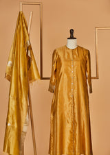 Chanderi Silk Mustard Kurta with Jaamdani Dupatta & Pants